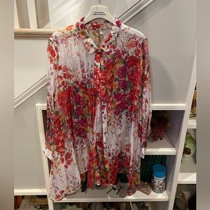 Comfy USA floral sheer long sleeve blouse.